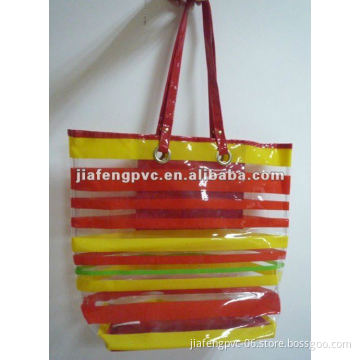 Fashionable Waterproof on-sale stripped printing PVC tote bag